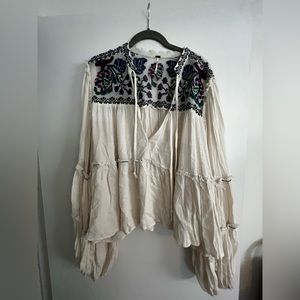 Free People Emboidered Detail Crop Top